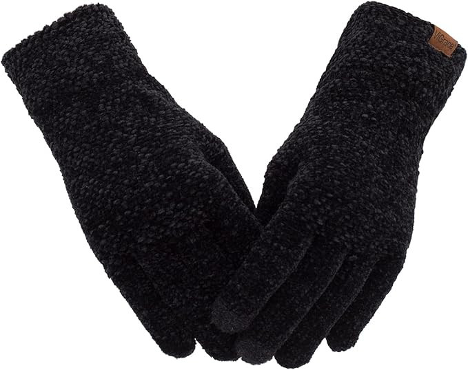 Women's Winter Touch Screen Gloves Chenille Warm Cable Knit 3 Touchscreen Fingers Texting Elastic... | Amazon (US)
