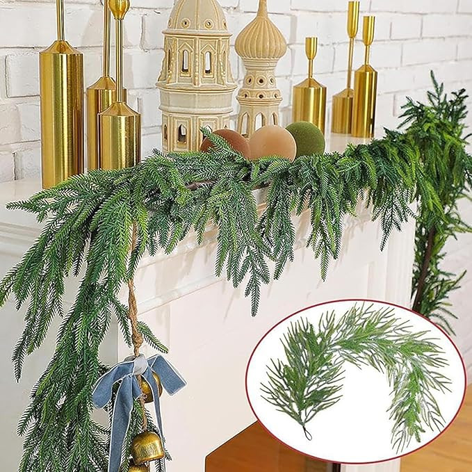 Faux Cedar Pine Garland, Cedar Garland, Cedar Garland Artificial Realistic (270CM / 8.85 Feet), G... | Amazon (US)