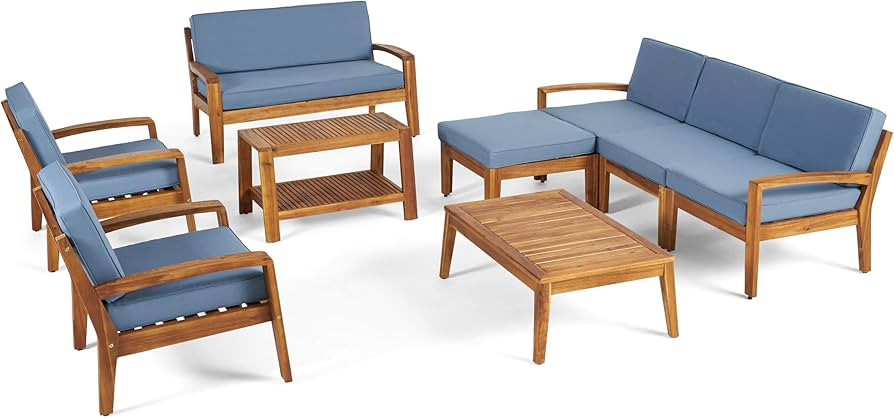 Great Deal Furniture Sally 7-Seater Sectional Sofa Set for Patio with Loveseat, Club Chairs, Otto... | Amazon (US)