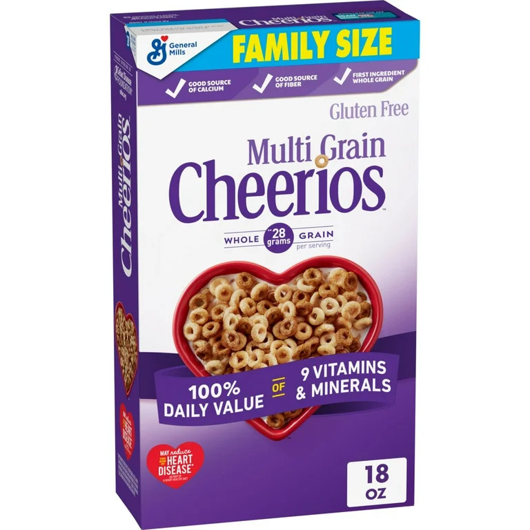 Multi Grain Cheerios, Heart Healthy Breakfast Cereal, Family Size, 18 oz | Walmart (US)