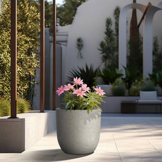 Lightweight 17in. x 15.5in. Pale Yellow Extra Large Tall Round Concrete Plant Pot/Planter for Ind... | The Home Depot