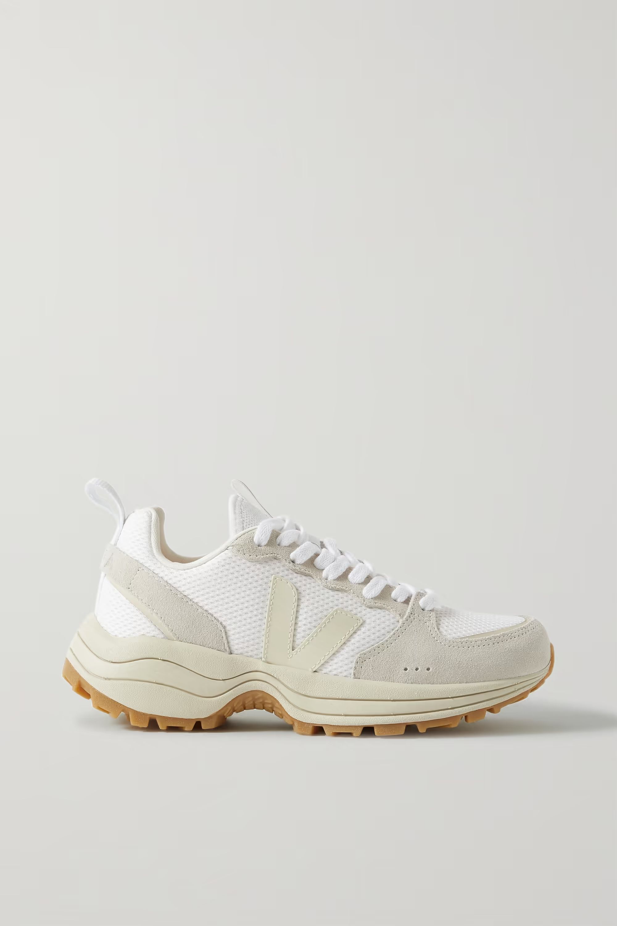 White Venturi suede and leather-trimmed Alveomesh sneakers | VEJA | NET-A-PORTER | NET-A-PORTER (US)