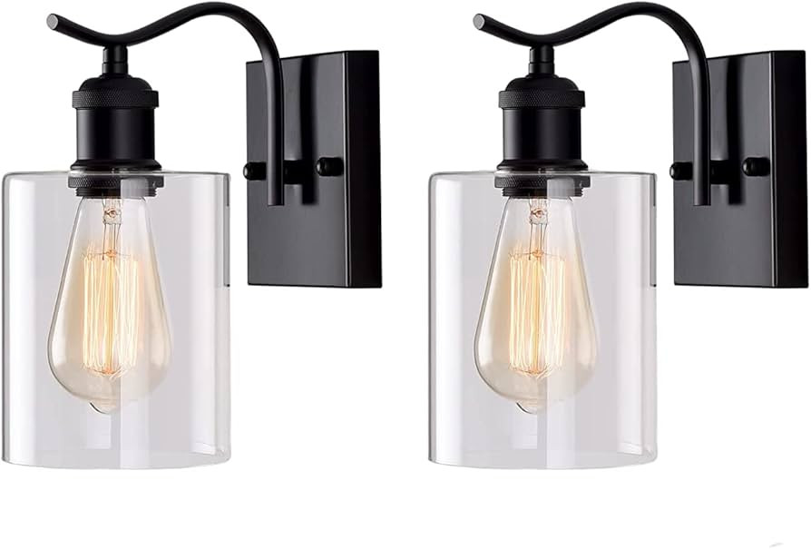 SADALAK Wall Sconces Set of Two Vanity Light Modern Wall Lamp with Clear Glass Shade Industrial B... | Amazon (CA)