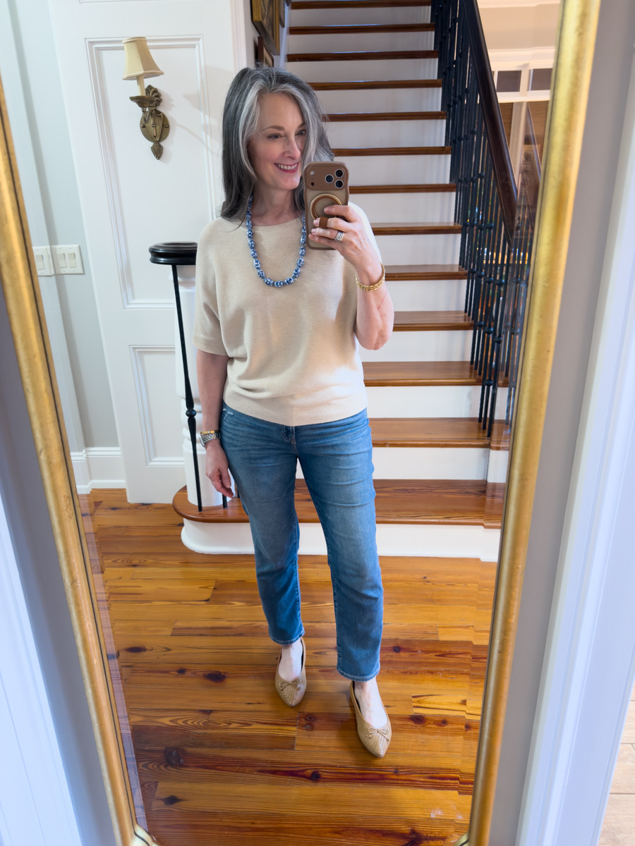 This batwing sweater from Quince can be dressed up or down. Paired with straight leg jeans, Birdies woven flats and chinoiserie jewelry. 

Quince | Amazon Jewelry | Birdies

#LTKOver40 #LTKSeasonal #LTKootd