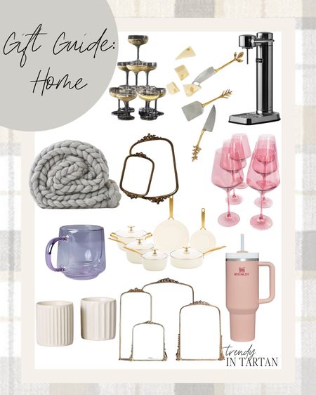 Gift Guide- Home!

Serving tray, mirror, soda stream, champagne glasses, cheese knives, wine glasses, pots and pans, mug, throw blanket, Stanley tumbler, vase

#LTKGiftGuide #LTKhome #LTKHoliday