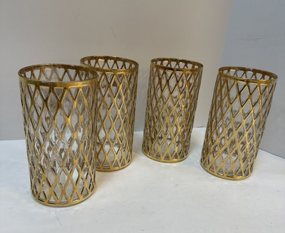 Sekai Ichi Highball Tumbler Imperial Glass 22k Gold MCM Glasses Set of 4 Vintage | eBay US