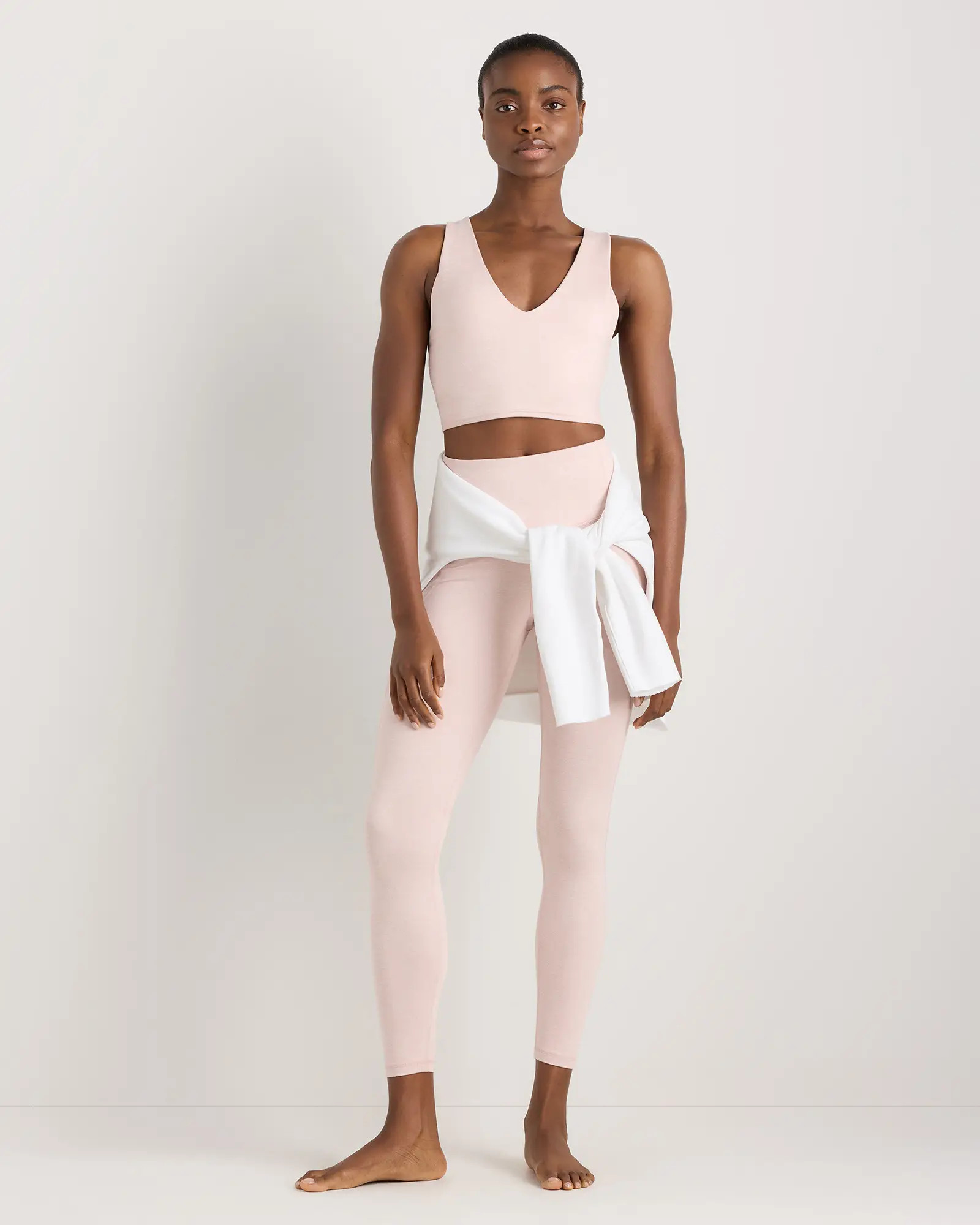 Ultra-Soft V-Neck Cropped Tank in Heather Shell Pink | Quince