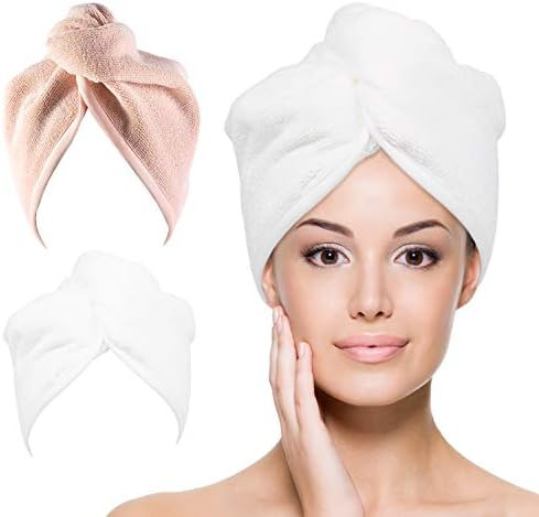YoulerTex Microfiber Hair Towel Wrap: Women 2 Pack 10 inch X 26 inch, Super Absorbent Quick Dry H... | Amazon (US)