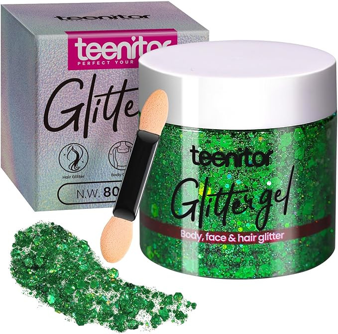 Teenitor Green Body Glitter, Face Glitters, Green Glitter, Body Glitter Gel, Hair Glitter Gel, 80... | Amazon (US)