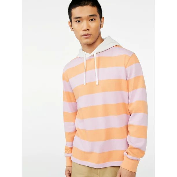 Free Assembly Men’s Rugby Stripe Hoodie with Long Sleeves - Walmart.com | Walmart (US)