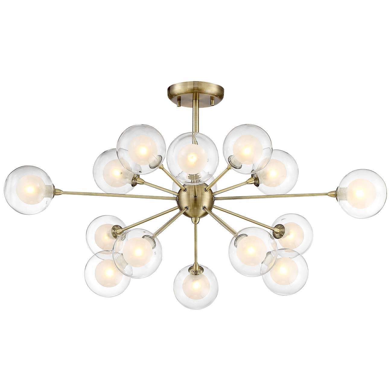 Possini Euro Design 15-Light Glass and Brass Sputnik Modern Ceiling Light | Lamps Plus