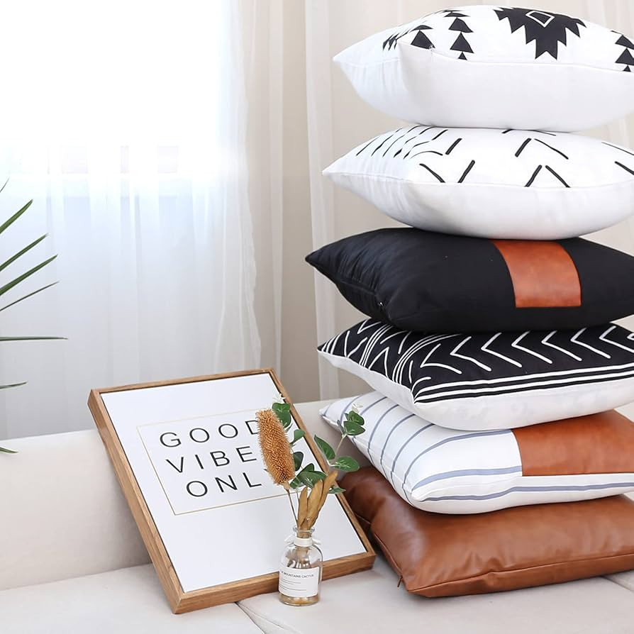 Amazon.com: LYDTICK 6 Pack Boho Throw Pillow Covers 18 x 18 inch, Decorative Farmhouse Pillow Cov... | Amazon (US)