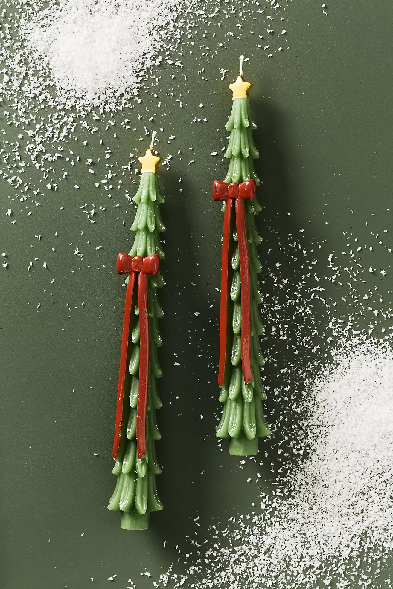 Snowed In Shaped Wax Tree Tapers, Set of 2 | Anthropologie (US)
