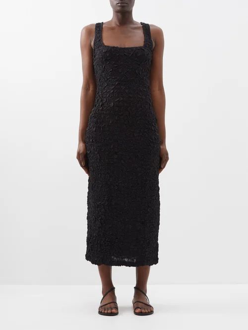 Mara Hoffman - Sloan Square-neck Smocked-tencel Midi Dress - Womens - Black | Matches (US)
