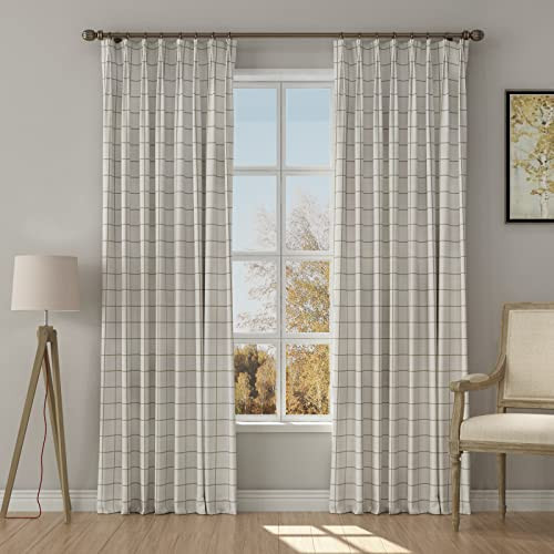 TWOPAGES Stefana Silber x Printed Custom Curtains Faux Linen Plaid Striped Design Printing Curtai... | Amazon (US)
