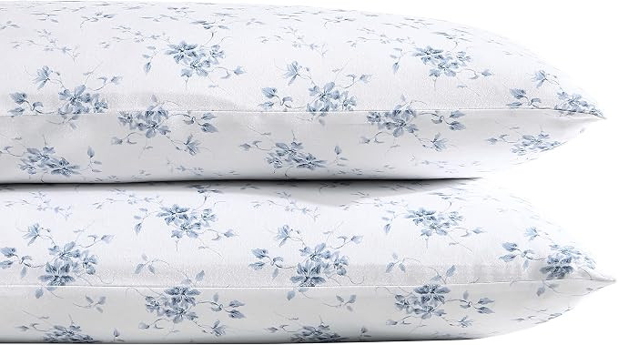 Laura Ashley - Standard Pillowcase Set, 100% Cotton Sateen, 300 Thread Count, Smooth and Silky So... | Amazon (US)