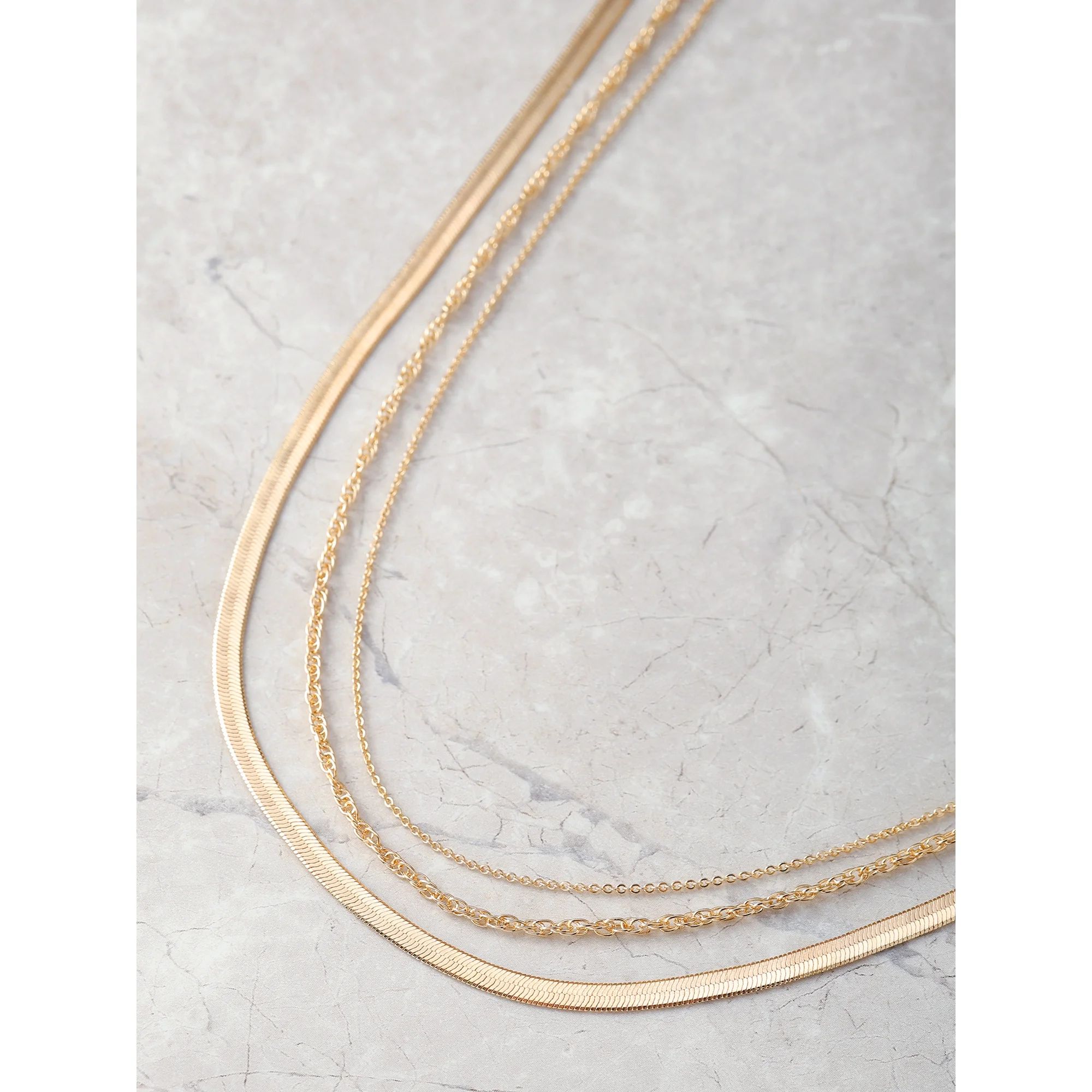 Women's Gold Chain Necklace Set, 3 Pieces | Walmart (US)