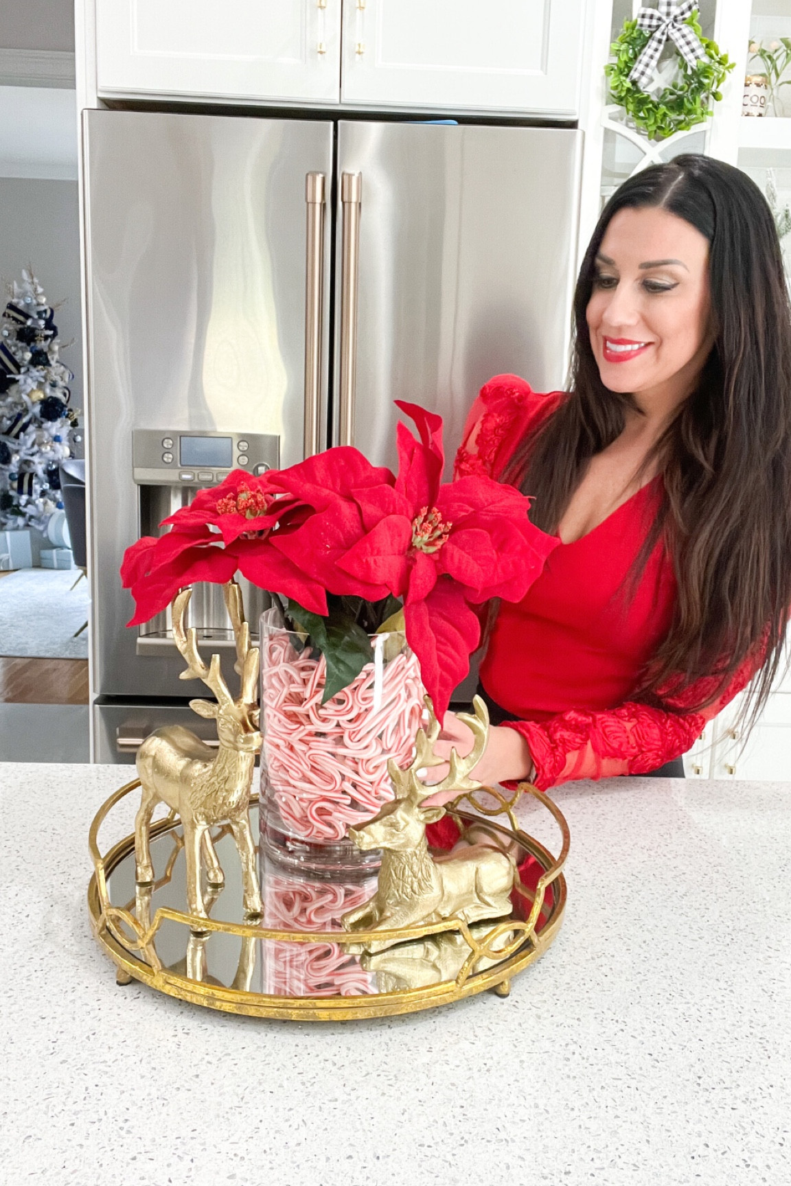 Candy cane pointsettia arrangement 

#LTKSeasonal #LTKhome #LTKHoliday