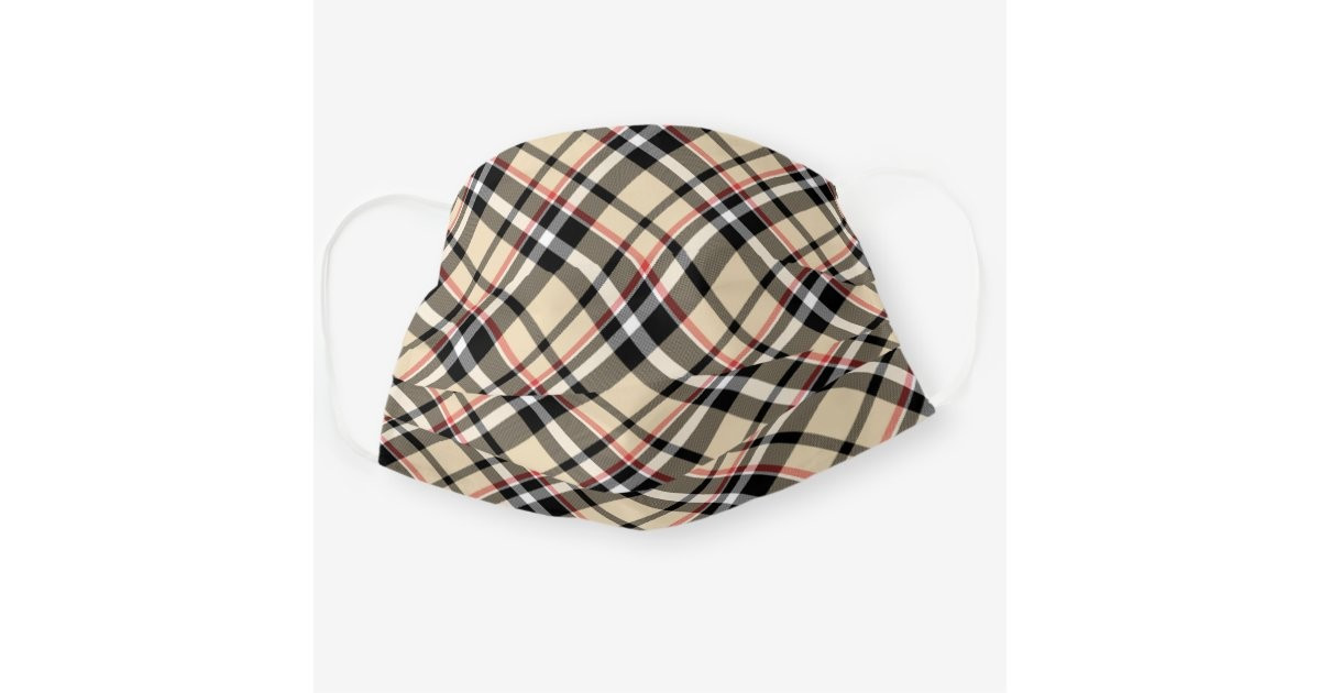 Chic Red Beige Black White Tartan Plaid Pattern Cloth Face Mask | Zazzle.com | Zazzle