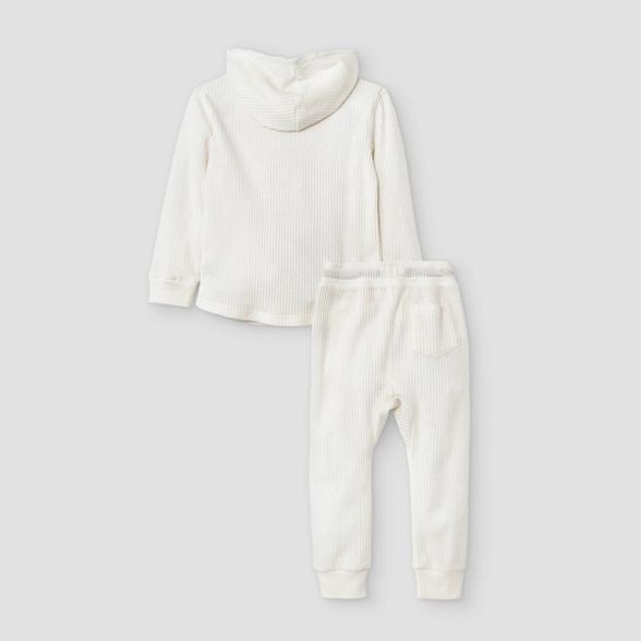 Toddler Boys' 2pc Thermal Hooded Pullover and Knit Jogger Pants Set - Cat & Jack™ Cream | Target