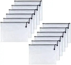 Oaimyy-A6(4.5"x 6.5",12 Pcs),Plastic Mesh Zipper Pouch Document Folders Bag Zip File Folders for ... | Amazon (US)