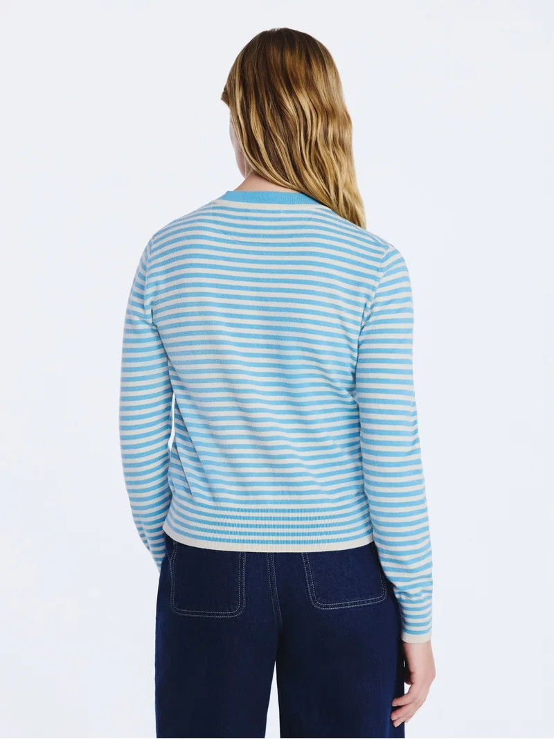 Free Assembly Women's and Women's Plus Solid, Stripe, & Print Classic Cozy Yarn Cardigan Sweater,... | Walmart (US)