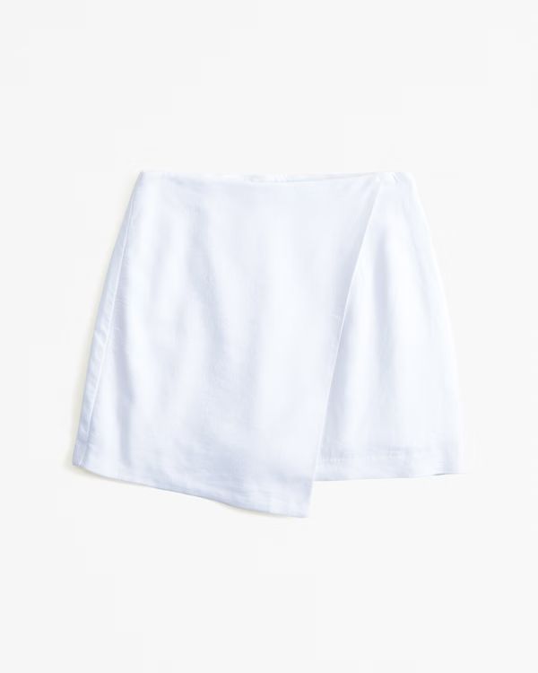 Linen-Blend Wrap Mini Skort | Abercrombie & Fitch (US)