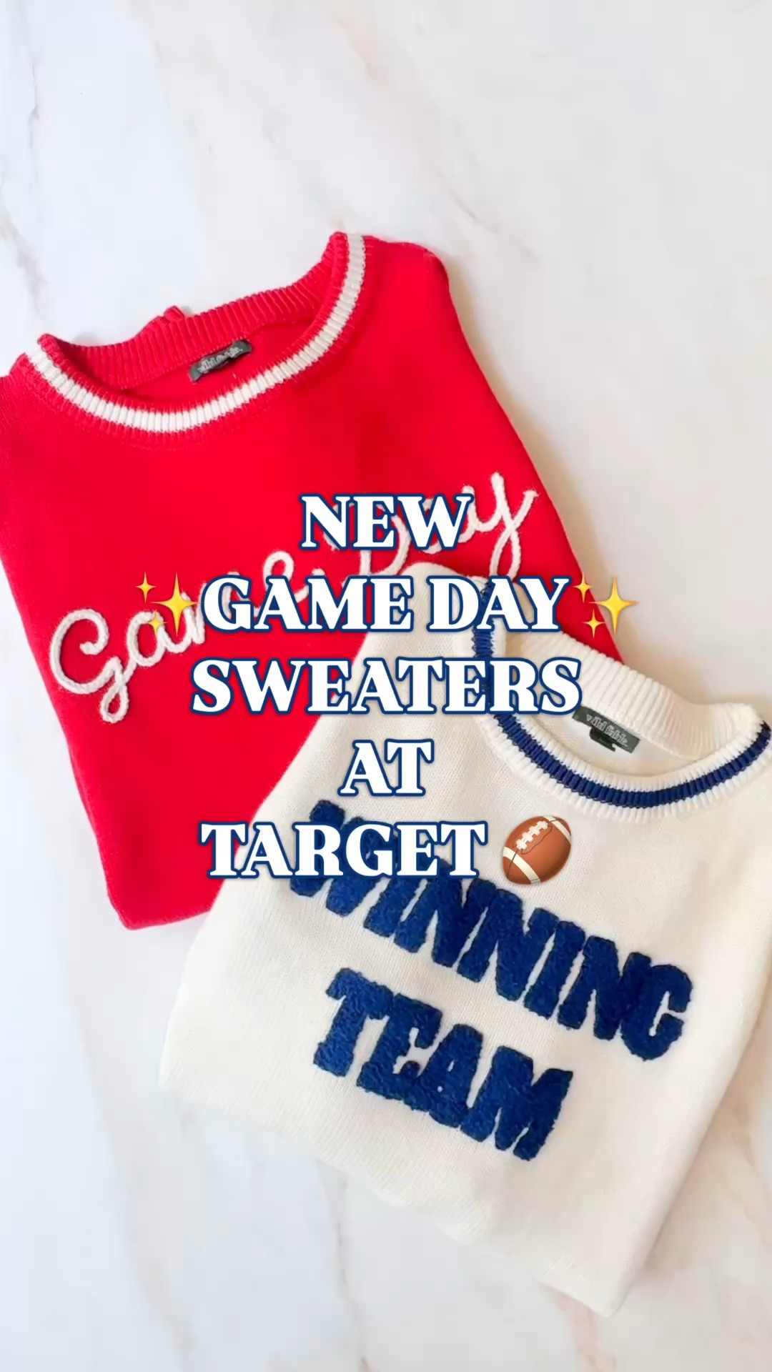 Target game day collection | game day sweater | Target game day outfit | football outfit | Wild Fable sweater

Target’s game day collection just landed, and these are the sweaters I would not wait on.

Last year’s game day drop disappeared fast, and these have the same ingredients: heavyweight cotton knit, chain stitch lettering, varsity stripes, relaxed fit, and that sporty preppy look that works whether you’re headed to the stadium or just showing up for the snacks.

The “Game Day” sweater is the classic. The  “Winning Team” sweater works even if you refuse to wear team colors. Both are the kind of football sweaters you’ll pull out every season instead of buying something new every August.

Style them with denim shorts, white jeans, a denim skirt, athletic skirts, boxer shorts, sneakers, loafers, boots, or layer over a button down once the weather cools off.

These are for college football Saturdays, SEC game day, Big Ten weekends, tailgates, watch parties, campus, alumni weekends, football moms, and every excuse to dress for football season. 

Target game day collection, Target game day outfit, Target game day sweater, Target football outfit, Target football sweater, Target new arrivals, Target finds, Target style, Wild Fable sweater, game day sweater, game day outfit, football outfit women, football game outfit, college game day outfit, college football outfit, tailgate outfit, football season outfit, varsity sweater, graphic sweater women, preppy game day outfit, sporty preppy style, cotton sweater women, fall sweater women, stadium outfit, watch party outfit, cute football outfit, Target fashion finds @Target 

#LTKFindsUnder50 #TargetFinds #FootballSeason #GameDayOutfit #CollegeFootball #TargetStyle #GameDay #FootballOutfit #TailgateStyle #PreppyStyle #FallFashion

#LTKSeasonal #LTKootd #LTKOver40