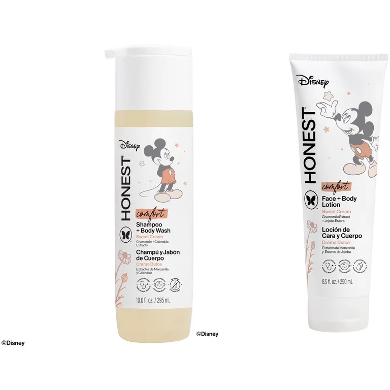 Honest Disney Mickey Sweet Cream Baby Bath & Lotion Duo, Shampoo + Body Wash (10 fl oz) & Face + ... | Walmart (US)