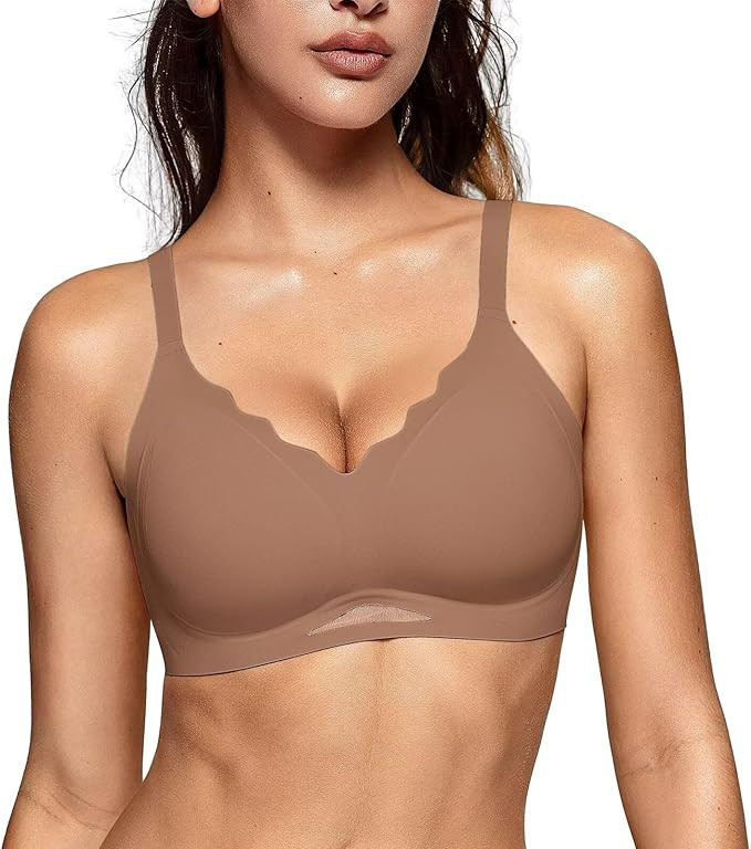Vertvie Bras for Women Wireless Comfortable Push Up Bra Scalloped Seamless Full Coverage No Under... | Amazon (US)