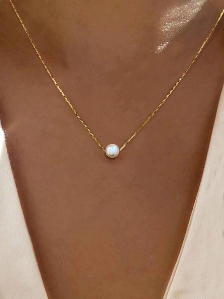 1 Pc Simple Elegant Sterling Silver Single Pearl Collarbone Necklace Jewelry Gift for Women | Amazon (US)