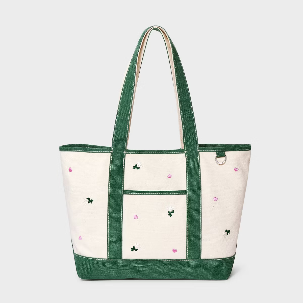 Floral Embroidered Canvas Tote Bag - Universal Thread™ Natural/Green | Target