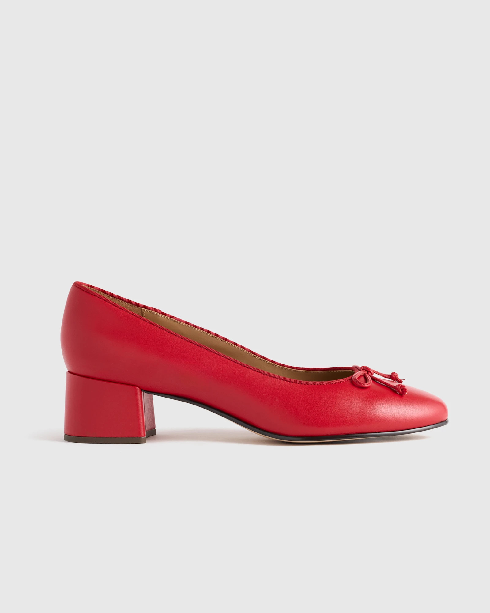 Italian Leather Ballet Block Heel Pump | Quince