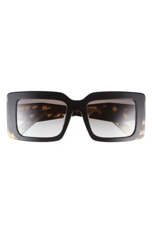 Prada 53mm Rectangular Sunglasses in Black/medium Tortoise/grey G at Nordstrom | Nordstrom