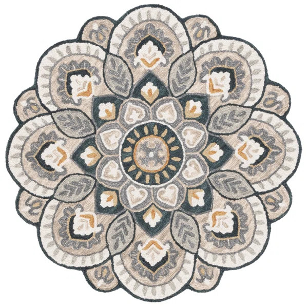 Novelty Fatma Hand Tufted Wool And Cotton With Latex Floral Rug | Wayfair North America