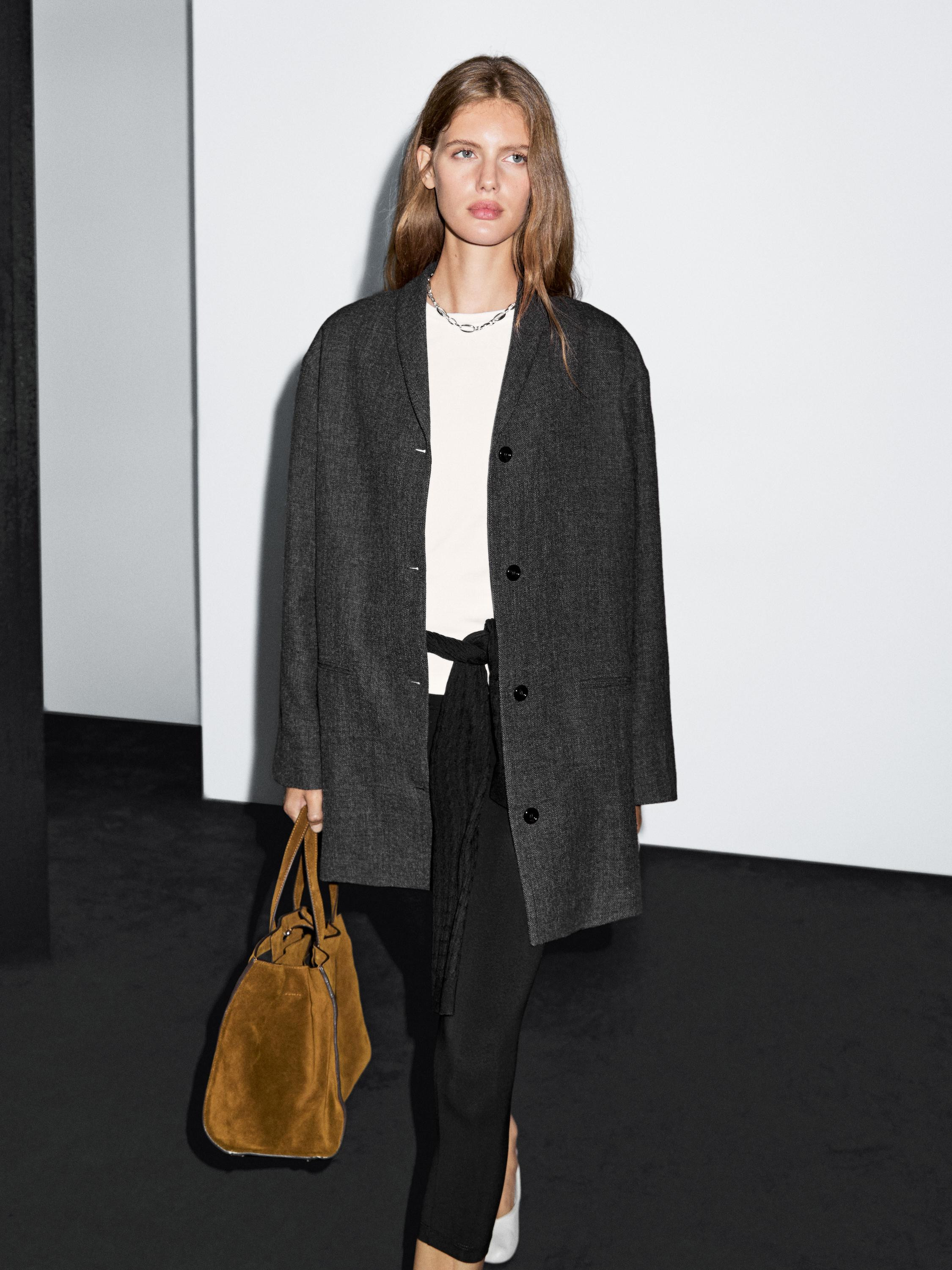 Halblanger Mantel aus Wollmischgewebe mit Reverskragen | Massimo Dutti DE