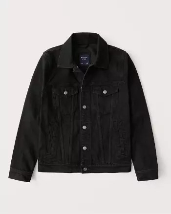 Abercrombie & Fitch Mens Stretch Denim Jacket in Black - Size L | Abercrombie & Fitch US & UK