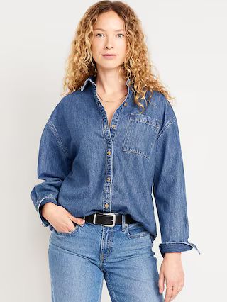 Boyfriend Button-Down Jean Tunic | Old Navy (US)