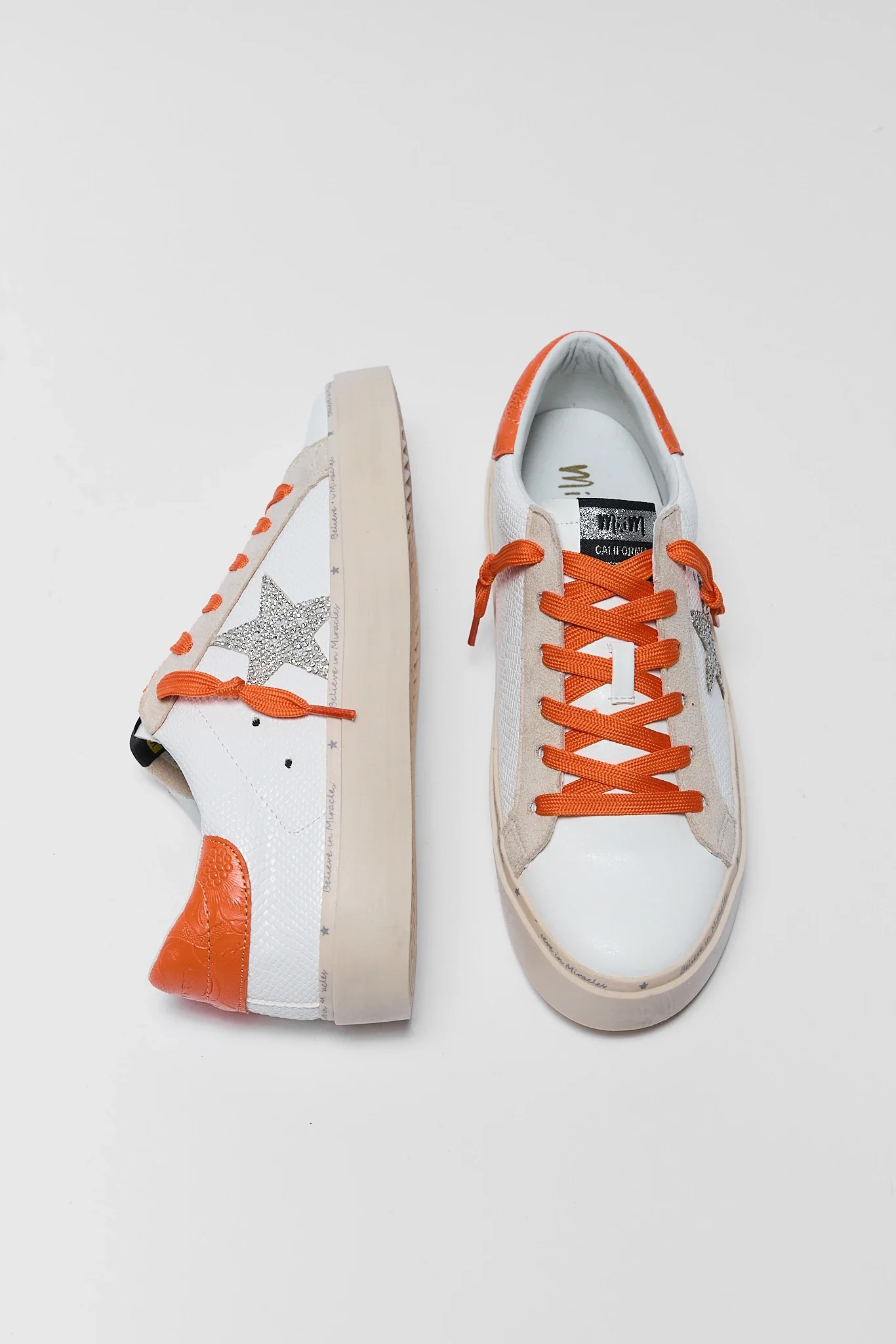 White and Silver Star Sneakers | Avara