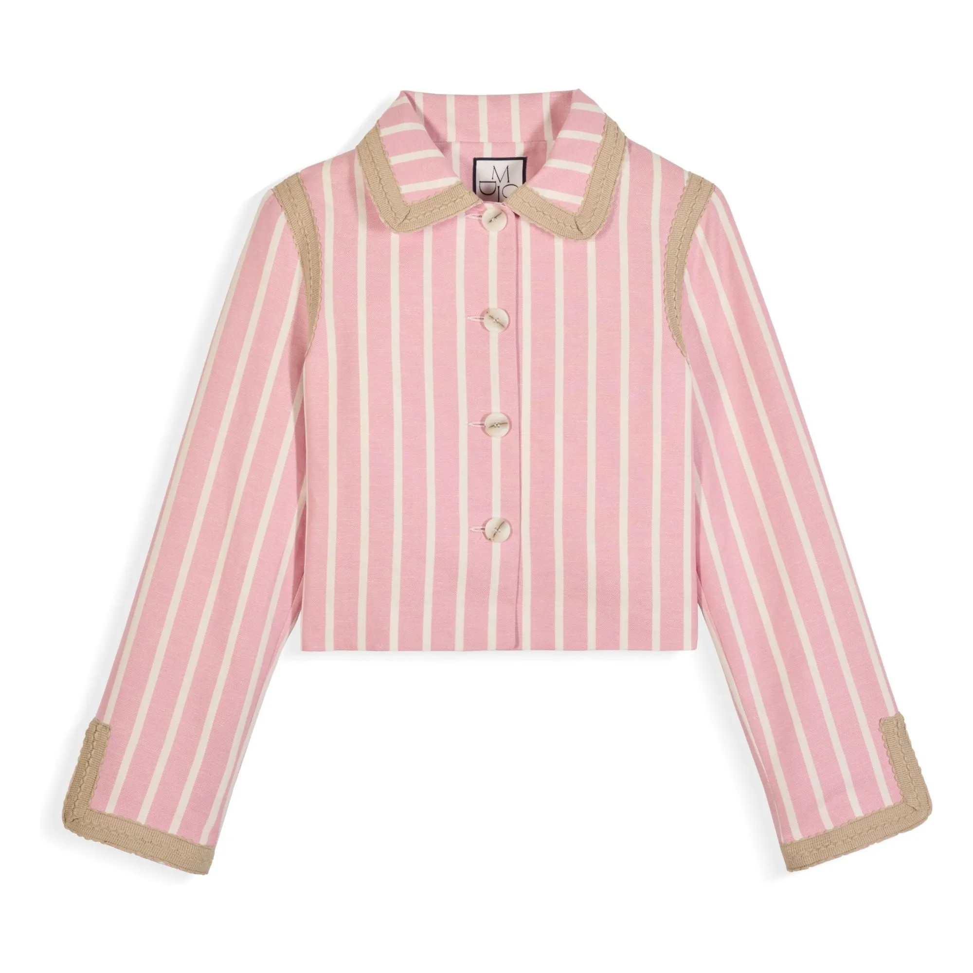 Clover Cotton Stripes Jacket | Pink | Smallable