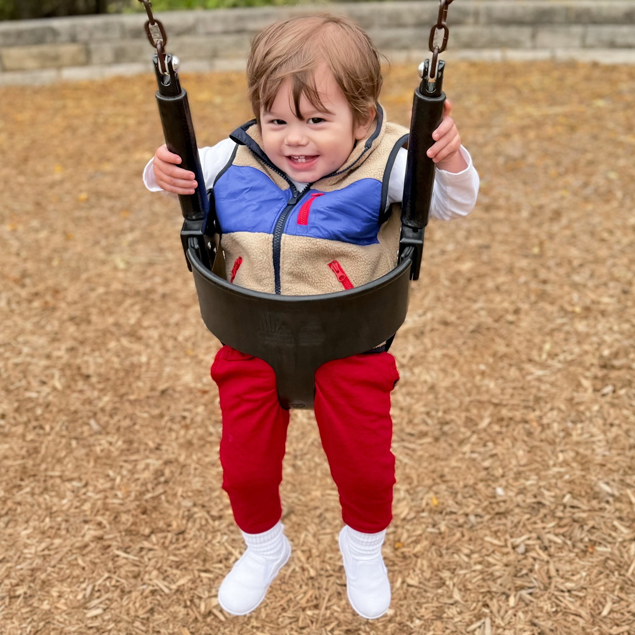 Toddler boy fall playdate at the park. I dressed my little guy in the cutest sherpa vest from gap, red leggings, and a plain white long sleeve tee to create a cute and comfy casual look.

#LTKkids #LTKbaby #LTKSeasonal