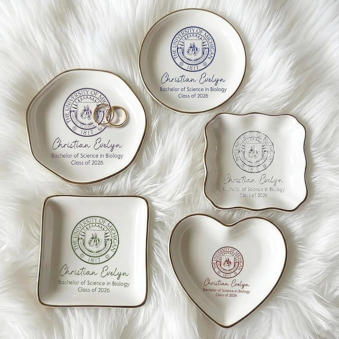 Custom College Logo Ring Dish, Personalized Jewelry Dish for Graduation - Class of 2026, Engraved... | Amazon (US)