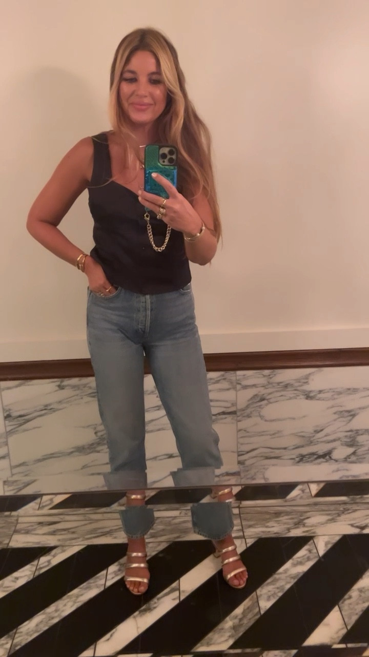 Minimalist style, straight leg jeans, black corset, corset top, vest top, gold sandals 

Effortless go-to pieces. 
Jeans: 26
Top: medium 
Sandals: tts 

#LTKunder50 #LTKbeauty #LTKSeasonal