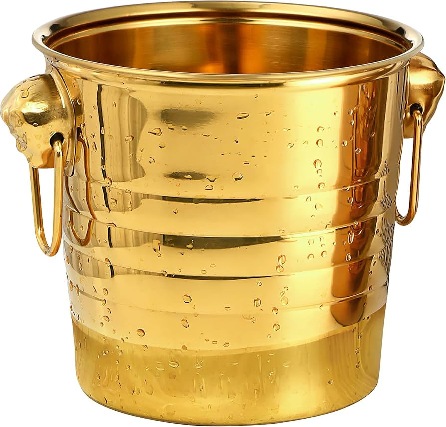 Metal Ice Buckets Stainless Steel Ice Bucket Golden Cooler Bucket Wine Drinks Beer Bottles Contai... | Amazon (US)