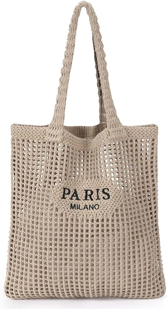 Ayieyill Crochet Tote Bag For Women, Crochet Mesh Beach Tote Bag Summer Vacation Aesthetic Boho K... | Amazon (US)