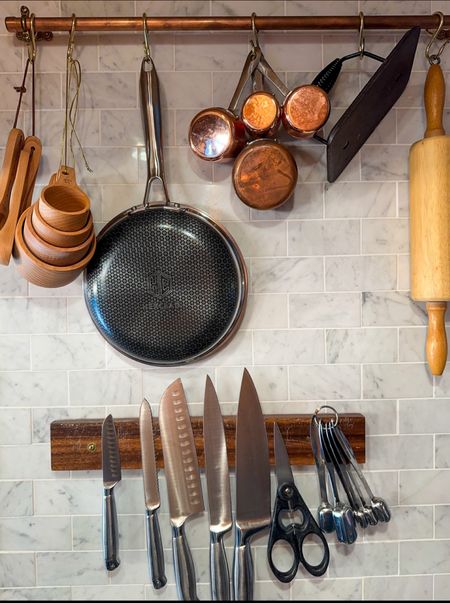 Hexclad pans hanging from copper bars?  I’m in.  Everything you need to prep in one spot 😍

#LTKStyleTip #LTKHome #LTKSummerSales