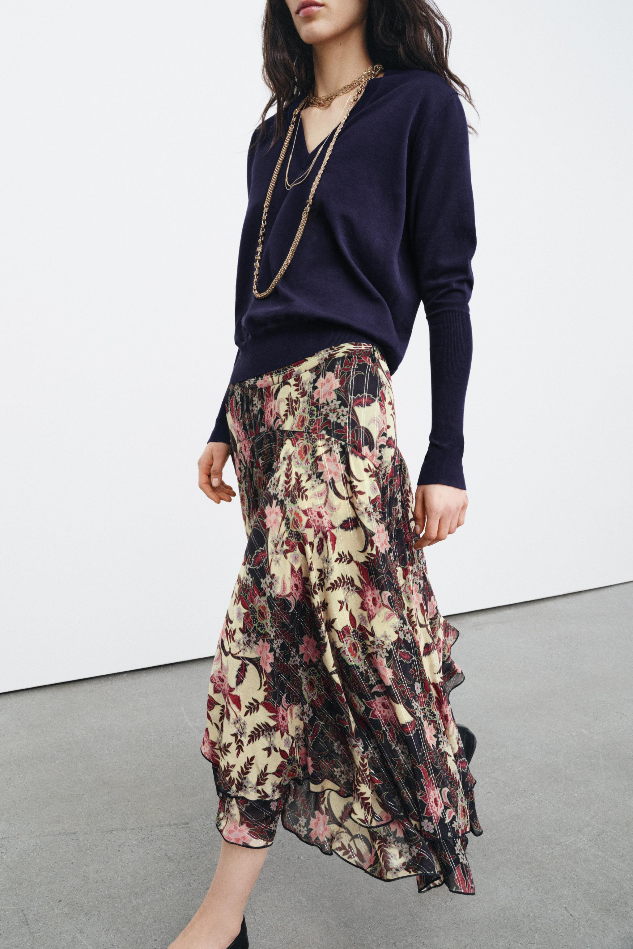 ZW COLLECTION FLORAL PRINT SKIRT | Zara US