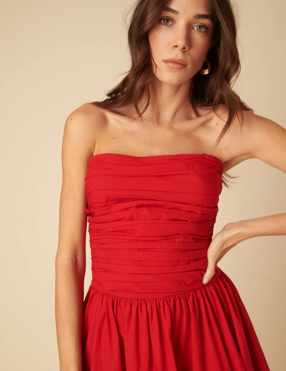 Red Bandeau Felicity Midi Dress | Nobody's Child