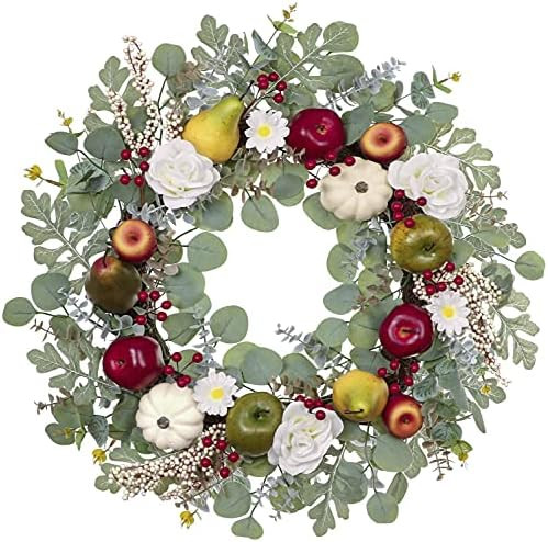 Amazon.com: Valery Madelyn Eucalyptus Fall Wreath for Front Door, Harvest Thanksgiving Fruit Wrea... | Amazon (US)