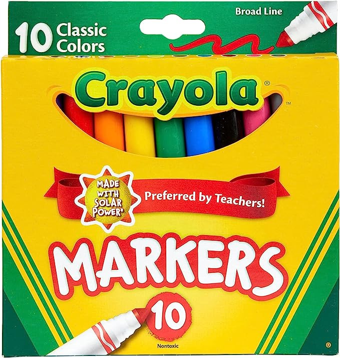 Crayola Broad Line Markers, Classic Colors 10 Each, 10 Count (Pack of 1) | Amazon (US)